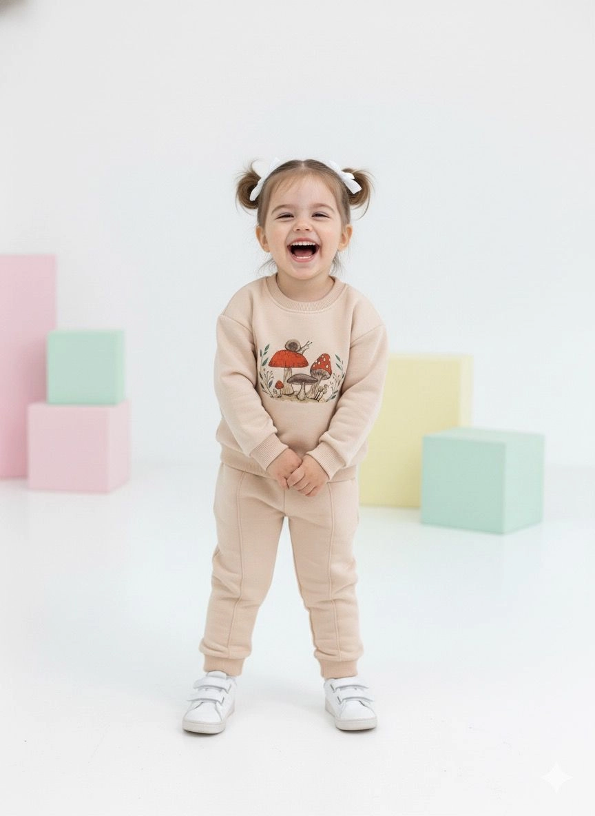 Mantar Sweat Cebi Fiyonklu Pantolon 2Li Takım 1/4 Yaş
