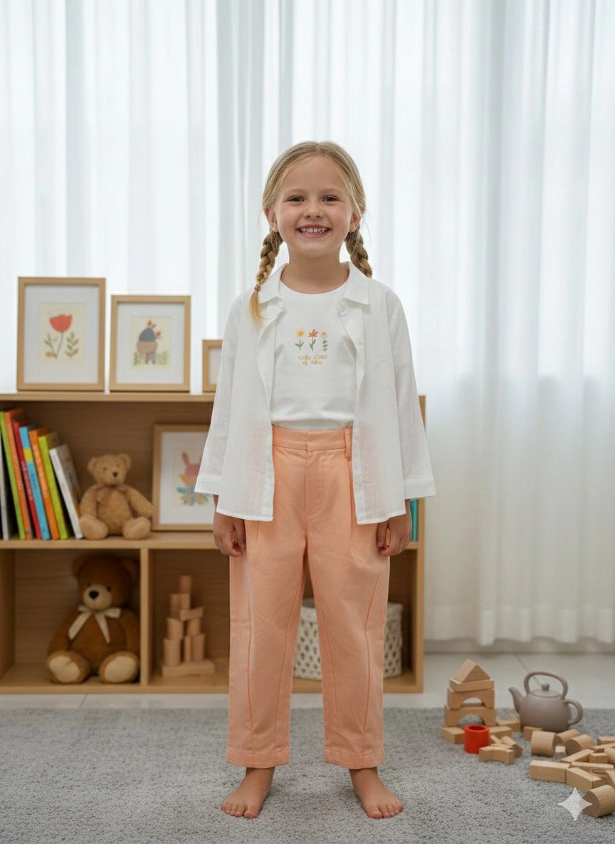 Nk 1-4 Yaş Arrakıs Gömlek Tshırt Pastel Pantolon 3Lü Takım