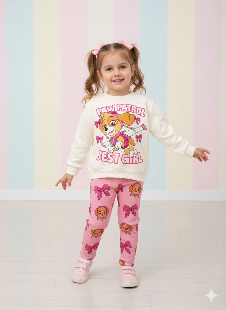 2-8 Yaş Aralığı Paw Patrol Best Girl Sweatshirt Ve Fitilli Taytlı Takım